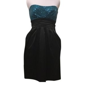 Ruby Rox size 7 mini black and teal dress
